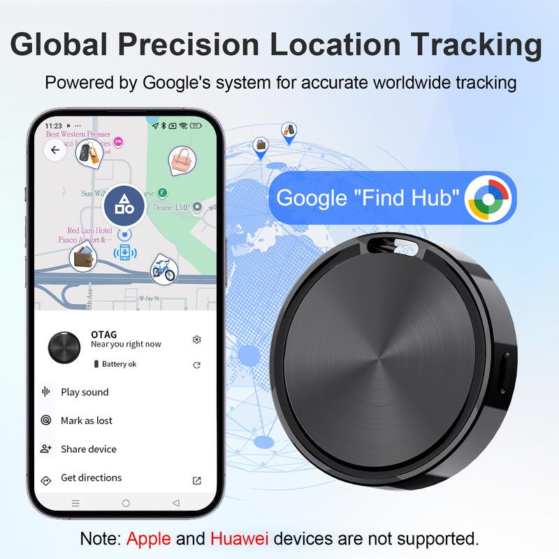 2 Pack Bluetooth Tracker Tags for Android Compatible with Google Find Hub Item Locator for Keys Wallet Luggage & More Black